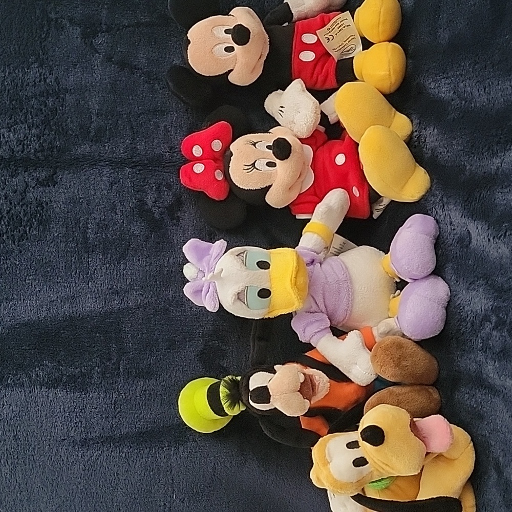 Disney Mickey Minnie Goofy Daisy and Pluto Beanie Plush Set